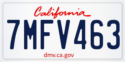 CA license plate 7MFV463