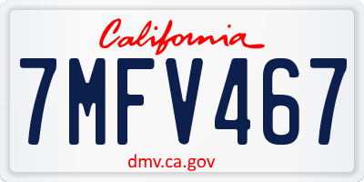 CA license plate 7MFV467