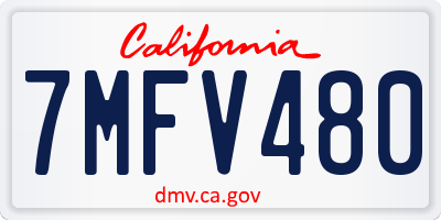 CA license plate 7MFV480