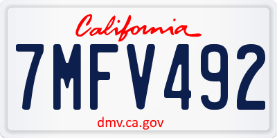 CA license plate 7MFV492