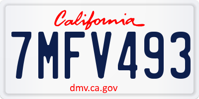 CA license plate 7MFV493