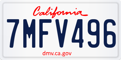 CA license plate 7MFV496
