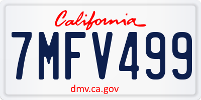 CA license plate 7MFV499