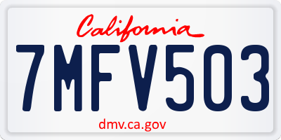 CA license plate 7MFV503