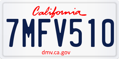 CA license plate 7MFV510