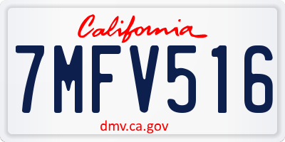 CA license plate 7MFV516
