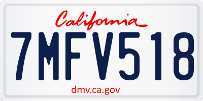 CA license plate 7MFV518