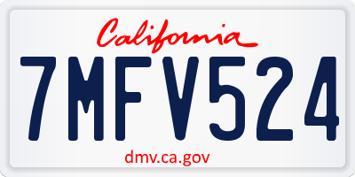 CA license plate 7MFV524