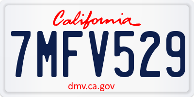 CA license plate 7MFV529