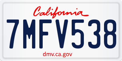 CA license plate 7MFV538