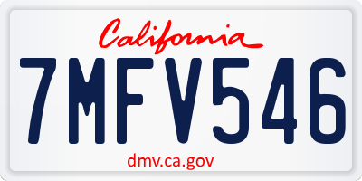 CA license plate 7MFV546