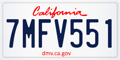 CA license plate 7MFV551