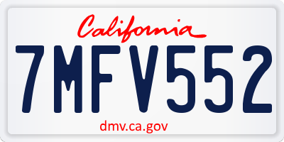 CA license plate 7MFV552