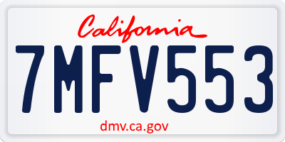 CA license plate 7MFV553