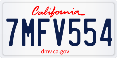 CA license plate 7MFV554