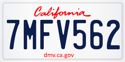 CA license plate 7MFV562