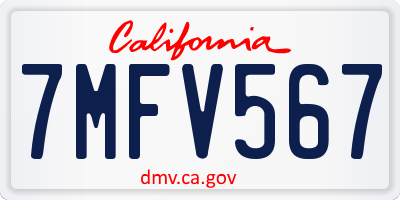 CA license plate 7MFV567