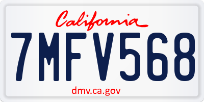 CA license plate 7MFV568