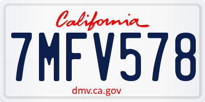 CA license plate 7MFV578