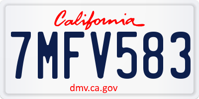 CA license plate 7MFV583