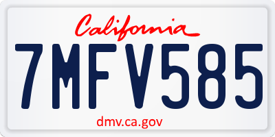 CA license plate 7MFV585
