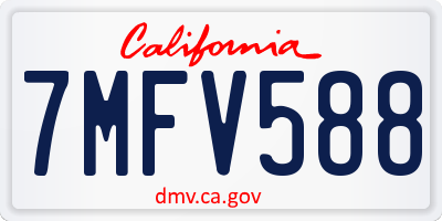 CA license plate 7MFV588