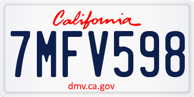 CA license plate 7MFV598