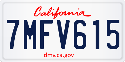 CA license plate 7MFV615