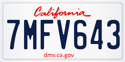 CA license plate 7MFV643