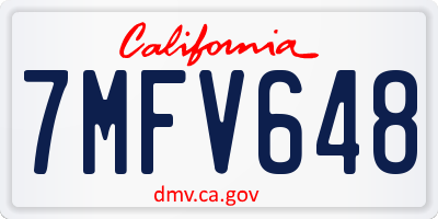 CA license plate 7MFV648