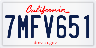 CA license plate 7MFV651