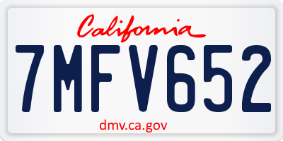 CA license plate 7MFV652