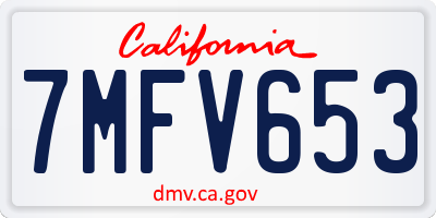 CA license plate 7MFV653