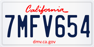 CA license plate 7MFV654