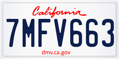 CA license plate 7MFV663