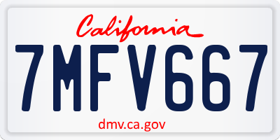CA license plate 7MFV667