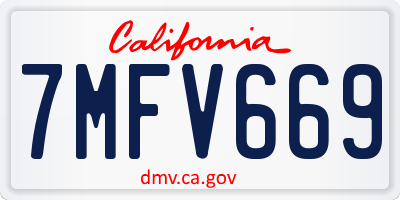 CA license plate 7MFV669