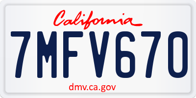 CA license plate 7MFV670
