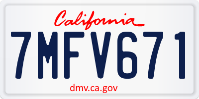 CA license plate 7MFV671