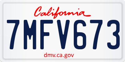 CA license plate 7MFV673