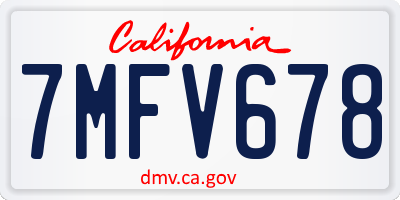 CA license plate 7MFV678