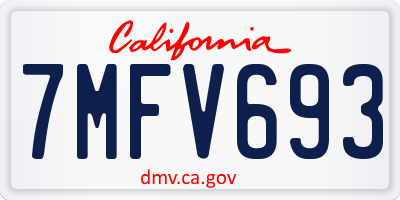 CA license plate 7MFV693