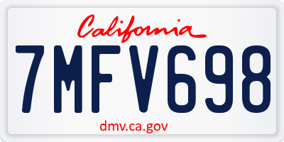 CA license plate 7MFV698