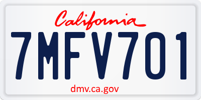 CA license plate 7MFV701