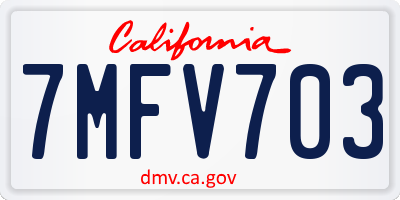CA license plate 7MFV703