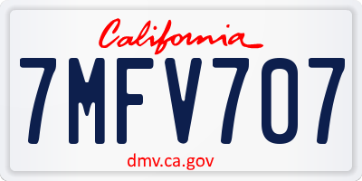 CA license plate 7MFV707
