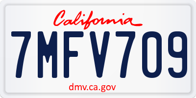 CA license plate 7MFV709