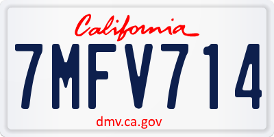 CA license plate 7MFV714