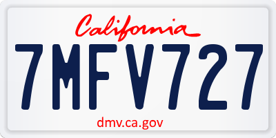 CA license plate 7MFV727