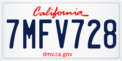 CA license plate 7MFV728